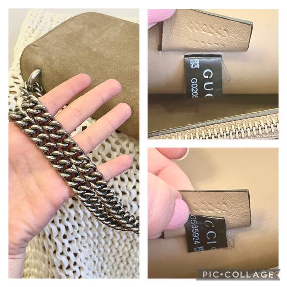 Gucci Medium Suede Dionysus Crossbody Shoulder Bag Double Flap Taupe Neutral - Picture 8 of 16